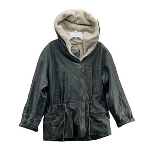 Winlit 1969 Sherpa Lined 100% Leather Parka Coat Women Large Outdoor Winter Gorp